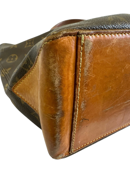 Louis Vuitton Mixed Brown Coated Canvas Leather trim Monogram Zip Close Tote Bag Mixed Brown / Medium