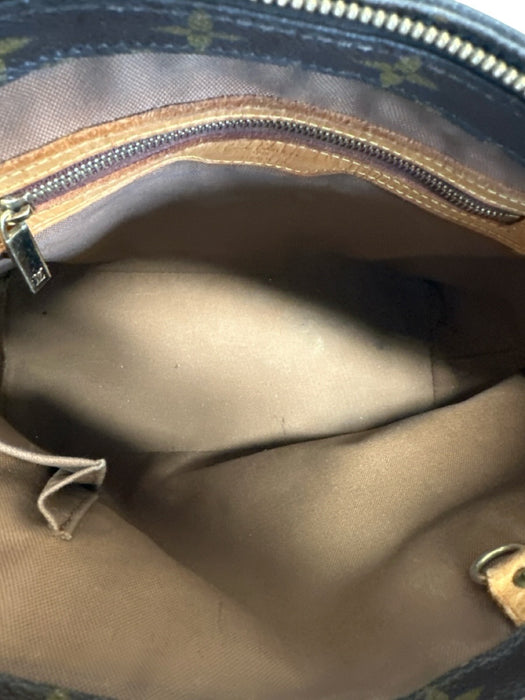 Louis Vuitton Mixed Brown Coated Canvas Leather trim Monogram Zip Close Tote Bag Mixed Brown / Medium