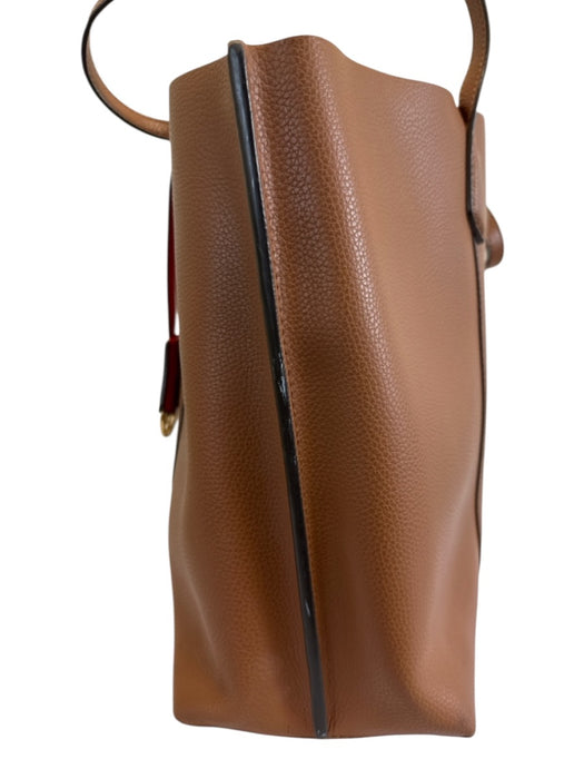 Tory Burch Brown & Orange Leather Top Handle Zip Tote Bag Brown & Orange / Medium