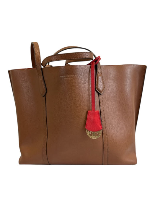 Tory Burch Brown & Orange Leather Top Handle Zip Tote Bag Brown & Orange / Medium