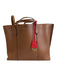 Tory Burch Brown & Orange Leather Top Handle Zip Tote Bag Brown & Orange / Medium