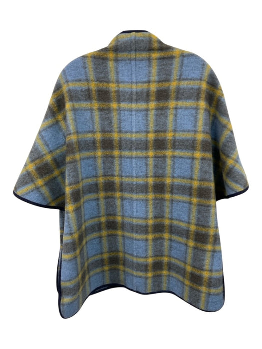 Ann Mashburn Size Small Blue, Yellow, Gray Wool Blend Half Sleeve Plaid Jacket Blue, Yellow, Gray / Small