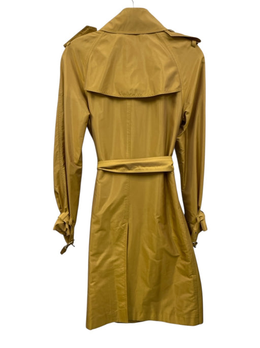 Burberry Size 4 Yellow Cupro Long Sleeve Double Breast Shimmer Trench Jacket Yellow / 4