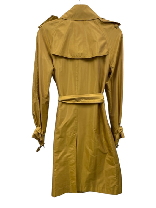 Burberry Size 4 Yellow Cupro Long Sleeve Double Breast Shimmer Trench Jacket Yellow / 4