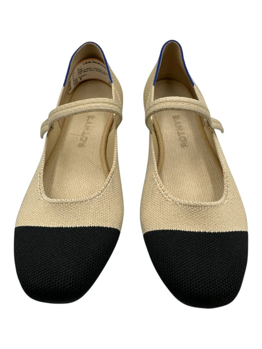 Rothy's Shoe Size 8 Beige & Black Synthetic Round Toe Toe Cap Mary Jane Flats Beige & Black / 8