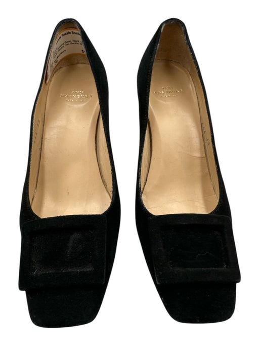 Ann Mashburn Shoe Size 38 Black Leather Suede Square Toe Buckle Block Heel Pumps Black / 38