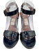 Lanvin Shoe Size 39 Navy Blue Patent Leather open toe Ankle Strap Platform Pumps Navy Blue / 39