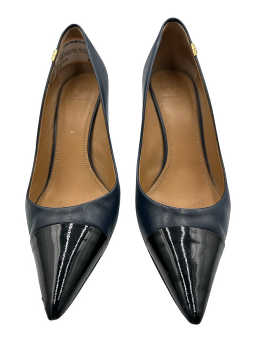 Tory Burch Shoe Size 8 Blue & Black Leather Pointed Toe Toe Cap Logo Pumps Blue & Black / 8