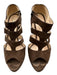 Prada Shoe Size 38.5 Dark Brown Leather Suede Peep Toe Caged Zip Platform Pumps Dark Brown / 38.5