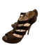 Prada Shoe Size 38.5 Dark Brown Leather Suede Peep Toe Caged Zip Platform Pumps Dark Brown / 38.5