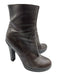 Yves Saint Laurent Shoe Size 38.5 Dark Brown Leather Round Toe Side Zip Booties Dark Brown / 38.5