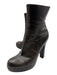 Yves Saint Laurent Shoe Size 38.5 Dark Brown Leather Round Toe Side Zip Booties Dark Brown / 38.5