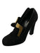 Gucci Shoe Size 38.5 Black & Gold Leather Suede Square Toe Logo Loafer Pumps Black & Gold / 38.5