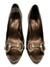 Gucci Shoe Size 8 Bronze brown Leather Peep Toe Horsebit Platform Pumps Bronze brown / 8