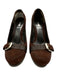 Fendi Shoe Size 38 Dark Brown Leather Suede Round Toe Zucca Monogram Pumps Dark Brown / 38