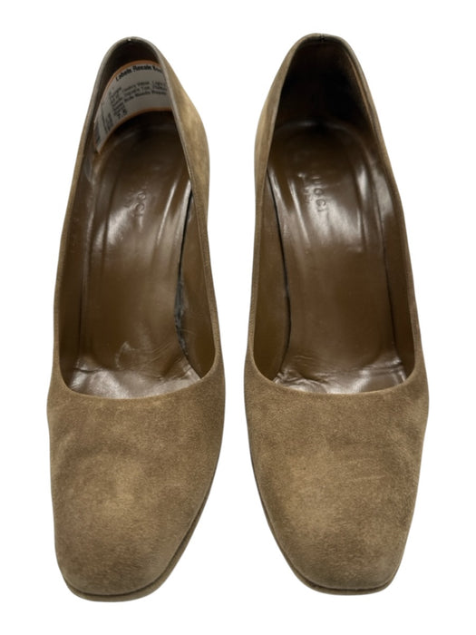 Gucci Shoe Size 7.5 Light Brown Leather Suede Square Toe Platform Pumps Light Brown / 7.5