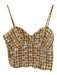 Maeve Size 2 Orange & White Cotton Blend Embroidered Gingham Button Back Top Orange & White / 2