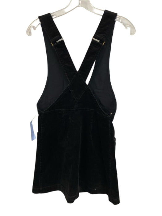 Free People Size 4 Black Cotton Blend Corduroy Double Breasted Overall Dress Black / 4