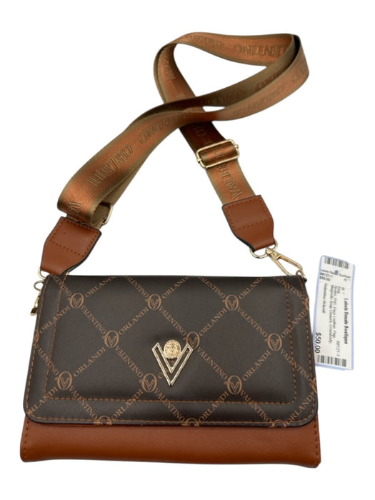 Valentino Orlandi Brown PVC Faux Leather Flap Magnetic Snap Closure Bag Brown