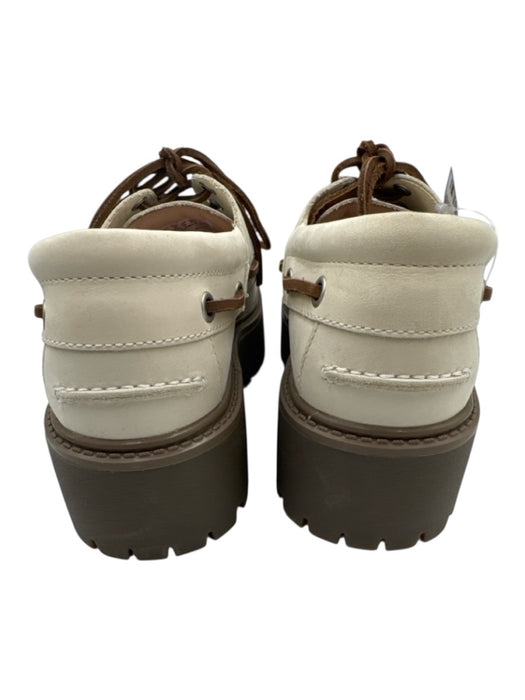 Timberland Shoe Size 9 Cream White Leather Upper Laced Detail Lug sole Loafers Cream White / 9
