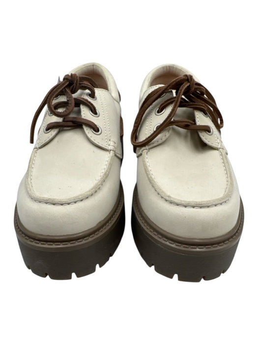 Timberland Shoe Size 9 Cream White Leather Upper Laced Detail Lug sole Loafers Cream White / 9