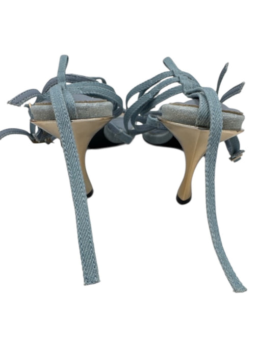 AZALEA WANG Light Wash textile upper Denim Buckle Strappy Pointed Toe Sandals Light Wash