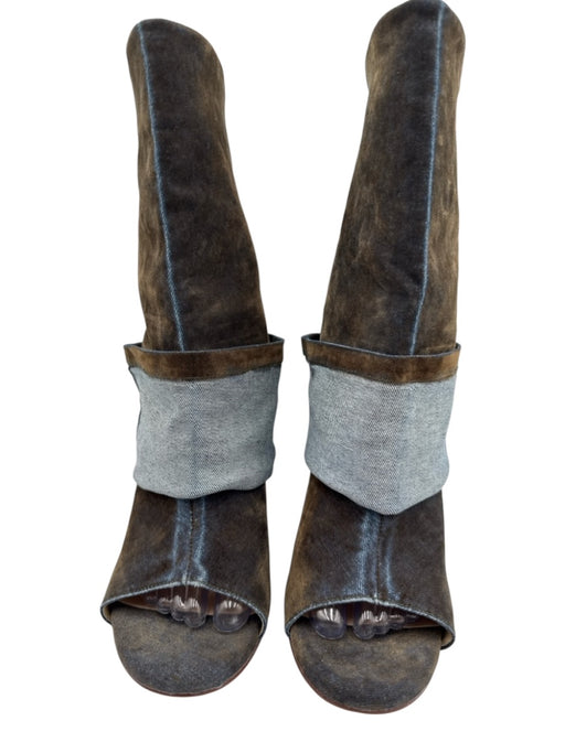 AZALEA WANG Shoe Size 9 Dark Wash textile upper Denim Open Toe Foldover Boots Dark Wash / 9