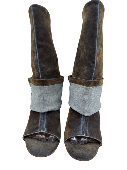 AZALEA WANG Shoe Size 9 Dark Wash textile upper Denim Open Toe Foldover Boots Dark Wash / 9