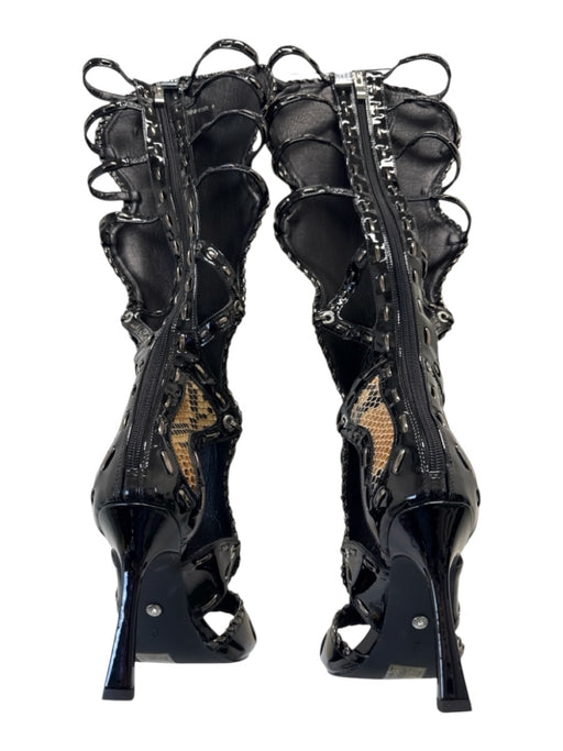 AZALEA WANG Shoe Size 9 Black & Brown PU Leather Upper Snake Print Boots Black & Brown / 9