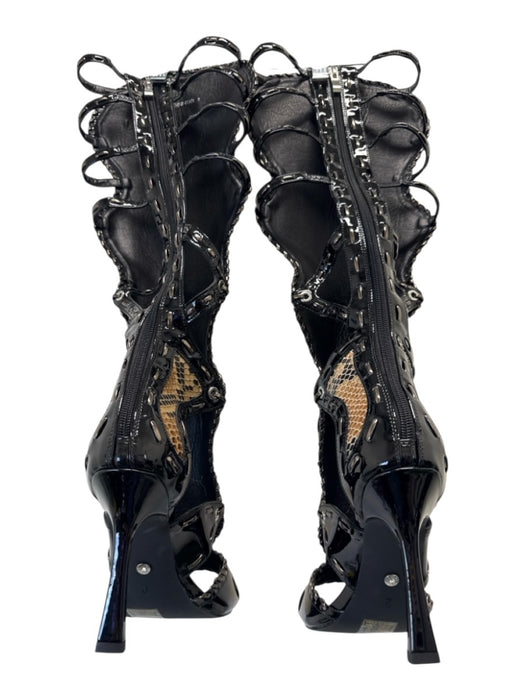 AZALEA WANG Shoe Size 9 Black & Brown PU Leather Upper Snake Print Boots Black & Brown / 9
