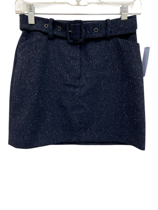 Theory Size 00 Navy Blue Wool Blend High Rise Twill A Line Pockets Skirt Navy Blue / 00