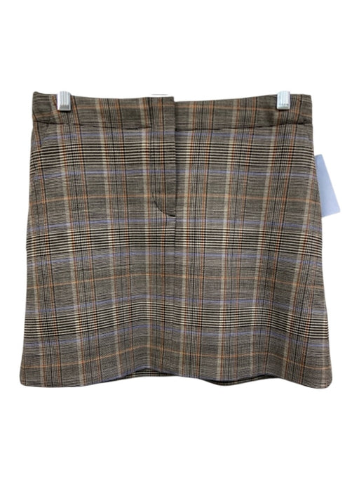 Theory Size 0 Black, Blue, Orange Wool Blend High Rise Plaid Pockets Skirt Black, Blue, Orange / 0