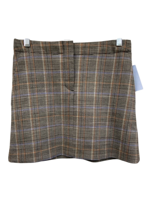 Theory Size 0 Black, Blue, Orange Wool Blend High Rise Plaid Pockets Skirt Black, Blue, Orange / 0