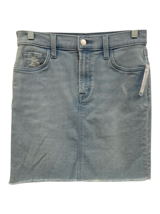 J Brand Size 25 Light Wash Cotton Denim High Rise Distressed Raw Hem Skirt Light Wash / 25