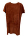 Theory Size 0 Rust Red Lamb leather Short Sleeve Tie Neck Split Neck Dress Rust Red / 0
