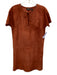 Theory Size 0 Rust Red Lamb leather Short Sleeve Tie Neck Split Neck Dress Rust Red / 0