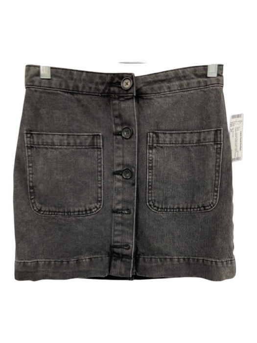 We The Free Size 24 Faded Black Cotton Denim Button Neck Patch Pocket Mini Skirt Faded Black / 24