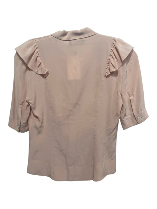 Prada Size 38 Peach Pink Silk Button Down Smocked Shoulders Ruffle Collar Top Peach Pink / 38