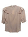 Prada Size 38 Peach Pink Silk Button Down Smocked Shoulders Ruffle Collar Top Peach Pink / 38
