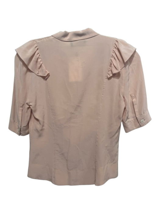 Prada Size 38 Peach Pink Silk Button Down Smocked Shoulders Ruffle Collar Top Peach Pink / 38