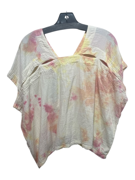 Atelier Delphine Size Small Yellow, Pink, Orange Cotton Gauze Tie Dye V Neck Top Yellow, Pink, Orange / Small