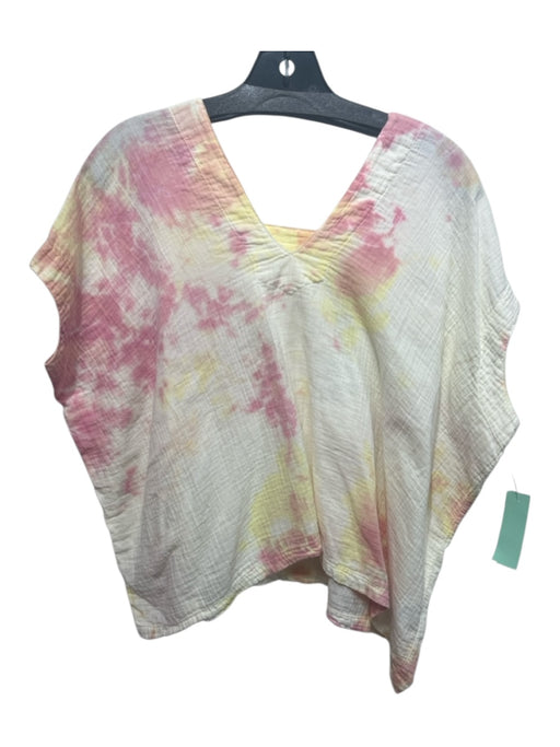 Atelier Delphine Size Small Yellow, Pink, Orange Cotton Gauze Tie Dye V Neck Top Yellow, Pink, Orange / Small