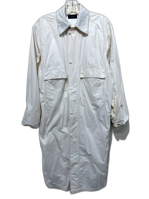 Joseph Size Est S/M Off White Cotton Blend PU Leather Collar Front Zip Coat Off White / Est S/M