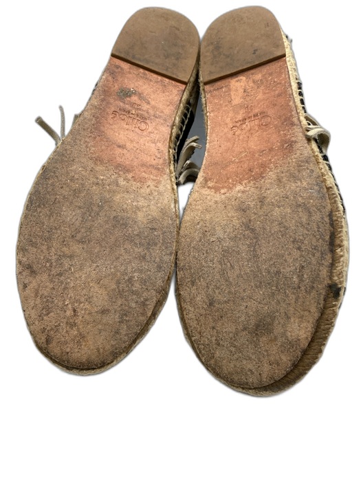 Chloe Shoe Size 38 Beige & Black Suede Espadrille Slip On Striped Flats Beige & Black / 38