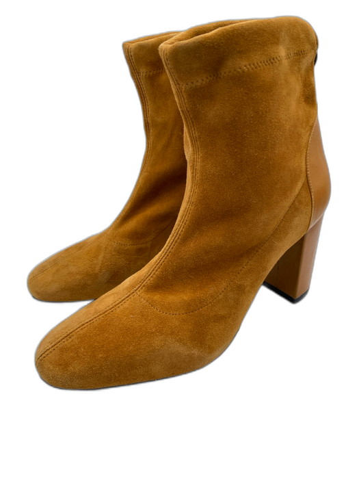 Stuart Weitzman Shoe Size 8 Camel Tan Suede Leather Ankle Block Heel Booties Camel Tan / 8