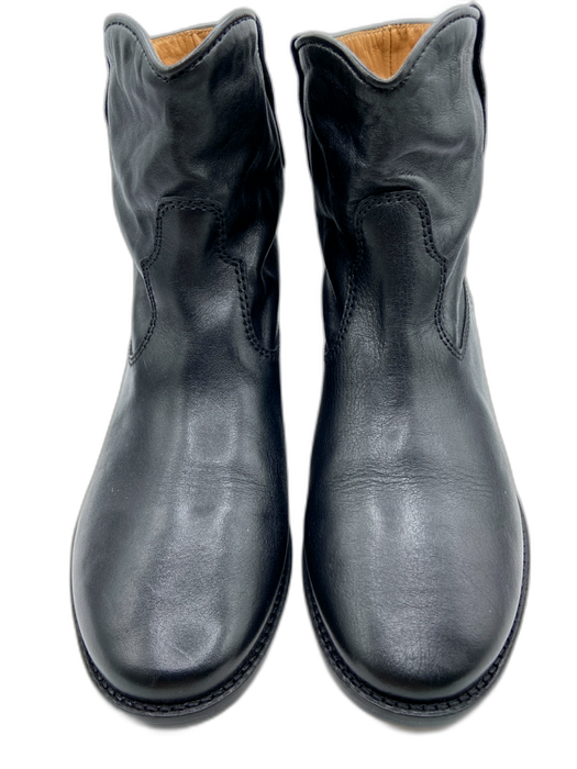 Isabel Marant Shoe Size 38 Black Leather Cowboy Ankle Wedge Almond Toe Booties Black / 38