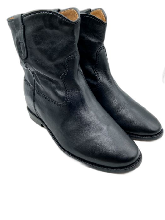Isabel Marant Shoe Size 38 Black Leather Cowboy Ankle Wedge Almond Toe Booties Black / 38