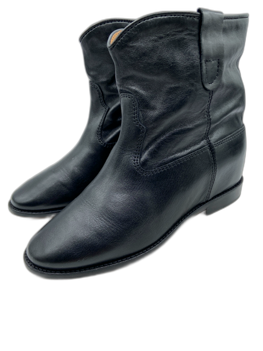 Isabel Marant Shoe Size 38 Black Leather Cowboy Ankle Wedge Almond Toe Booties Black / 38