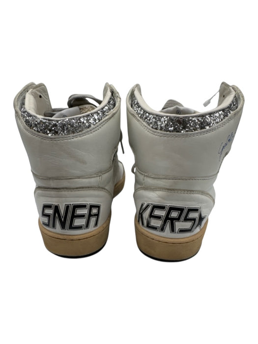 Golden Goose Shoe Size 40 White & Silver Leather Glitter High Top Sneakers White & Silver / 40