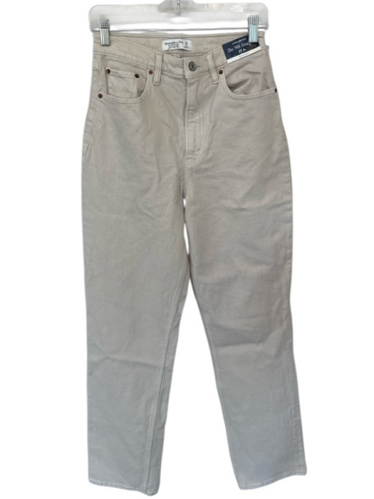 Abercrombie & Fitch Size 27 Beige Cotton Blend Ultra High Rise Jeans Beige / 27